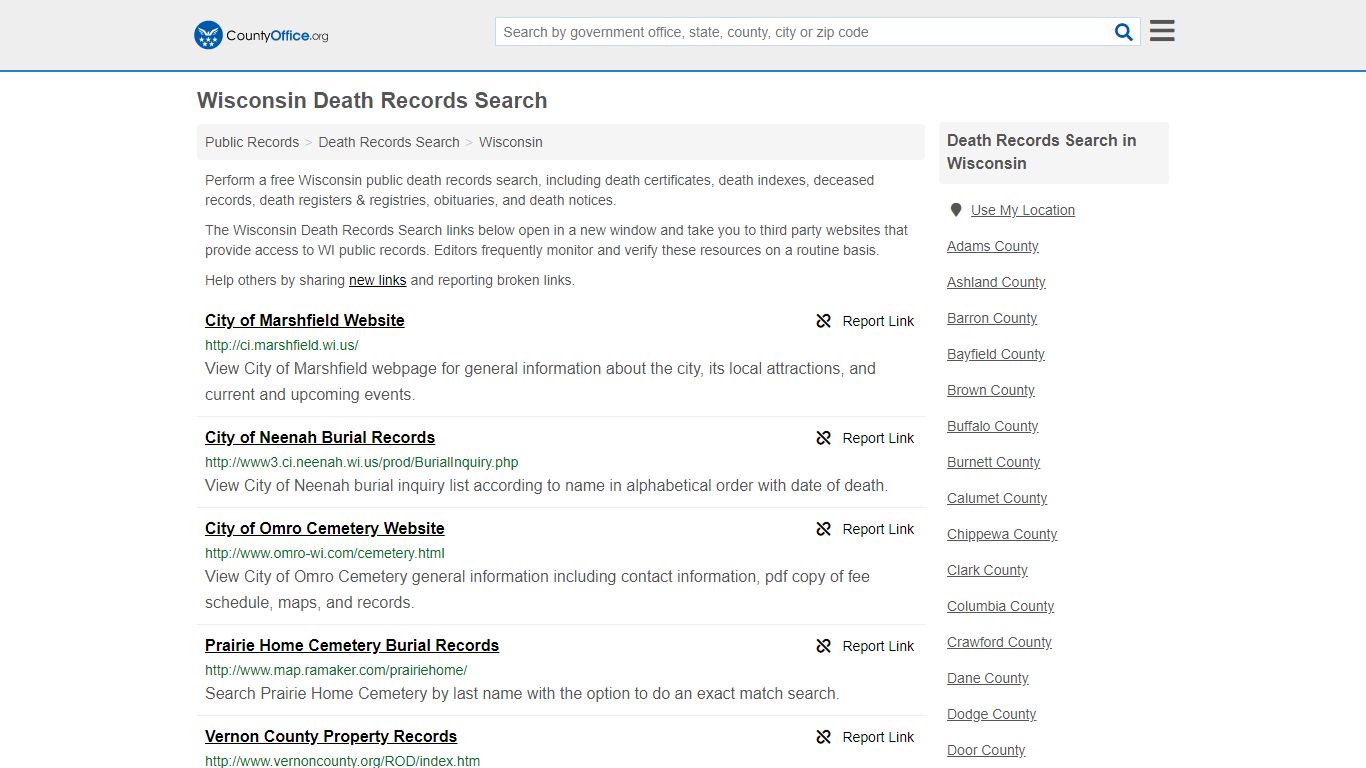Death Records Search - Wisconsin (Death Certificates ...